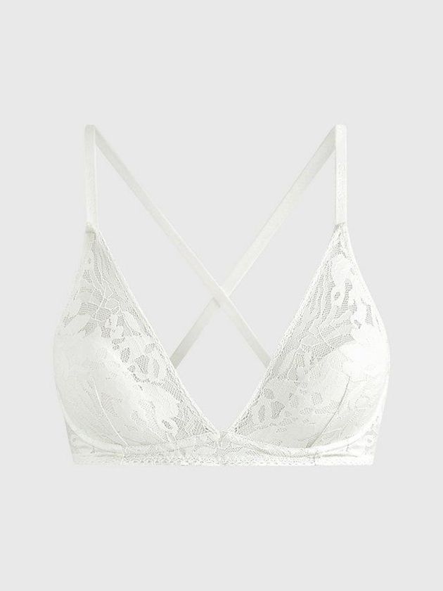 Calvin Klein USA Plunge - Ultra Soft Lace Womens Bra White 8537902-UJ